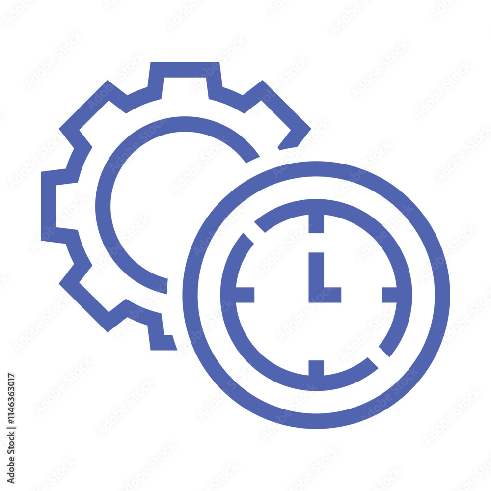 Poster time drives the process. vector linear icon isolated on white background.
