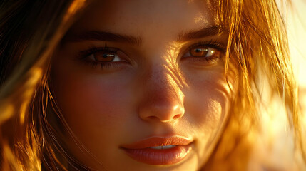 Fototapeta premium Golden Hour Beauty Portrait Illustration