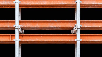 Orange Steel Beams and Scaffolding Support Structure