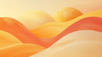 Fototapeta premium A serene landscape of soft, flowing hills in warm shades of yellow and orange.