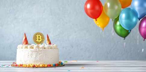 A cake designed around the Bitcoin concept, featuring edible gold to represent halving events and mining rewards.