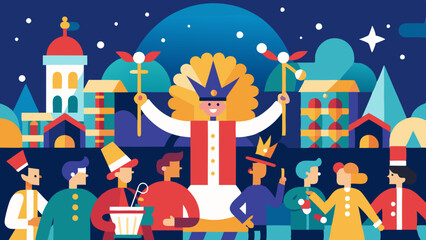 New Year’s Eve Parade with Floats, Performers, and Crowds Celebrating the Festive Night