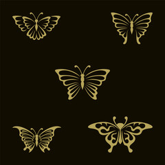 Butterfly icon set. Curved lines into beautiful butterfly elements.