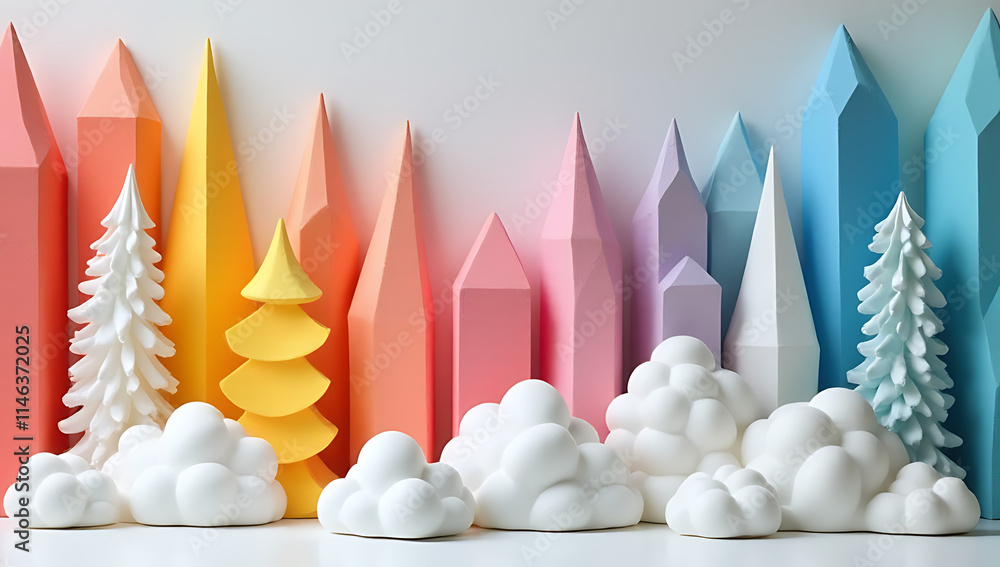 Poster polystyrene foam is used in various creative ways to represent colorful creativity concepts and inno