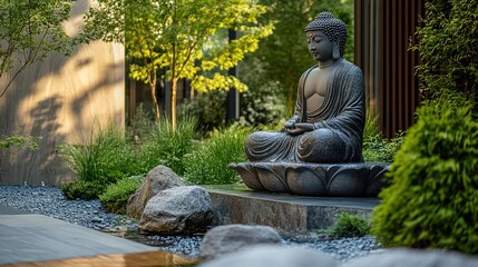 A luxury wellness retreat with a serene meditation garden, ideal for relaxation and rejuvenation