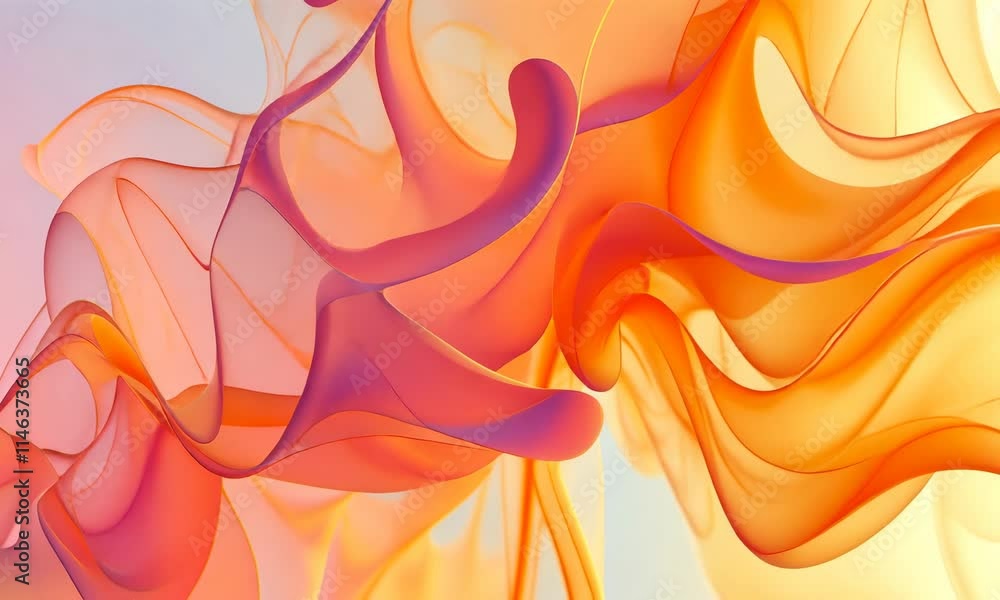 Poster abstract colorful smoke-like forms flowing against soft gradient background
