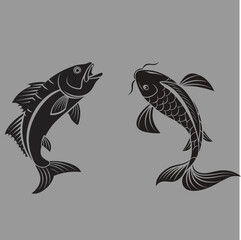 minimalist fish silhouette vector design art and illustration