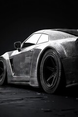 Naklejka premium Wireframe sports car model design, dark background