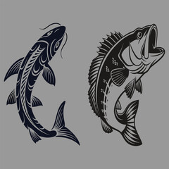 muskellunge fish silhouette vector design art and illustration