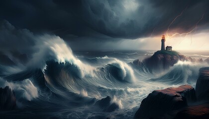 Fototapeta premium The sea churns with relentless energy. 