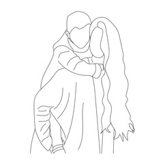 Happy Family Line Art Mom, Dad, and Son drawing illustration
