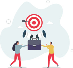 Effective communication for team success and achieve goal, meeting or discussion to speak the same goal,flat characters.