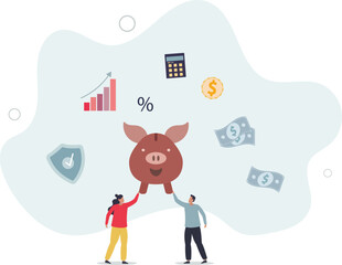 Financial planning and family money budget strategy tiny person concept.flat characters.
