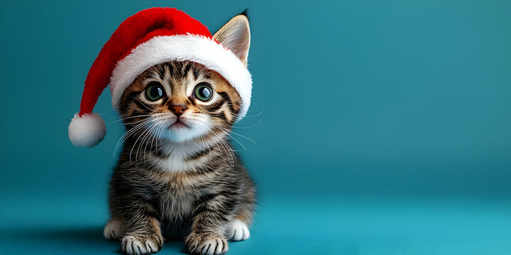 Kitten in Santa Hat: Festive Feline Fun!