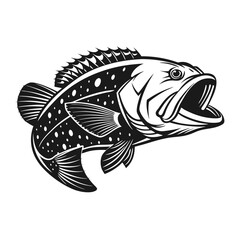 Black Grouper Fish  Vector Art and Illustration