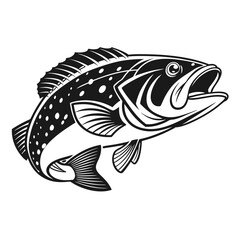 Black Grouper Fish  Vector Art and Illustration