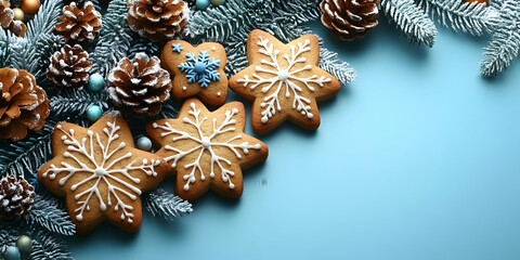 Fototapeta premium Festive Snowflake Cookies & Winter Branches