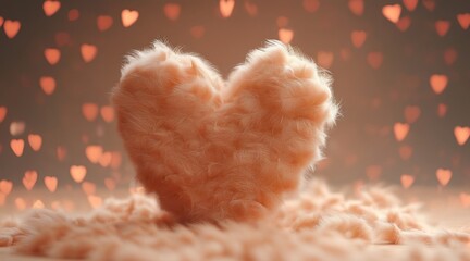 Peach Fuzz Romance with Heart-Shaped Bokeh  .