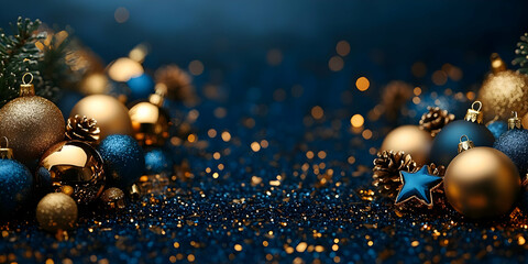 Decorate with Blue & Gold Ornaments for Festive Cheer