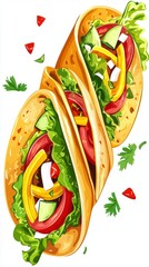 Delicious gourmet tacos food market digital art vibrant colors close-up culinary exploration