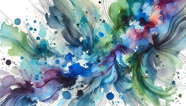 Dynamic Color Fusion: Abstract Art with Green, Purple, and Blue Gradients