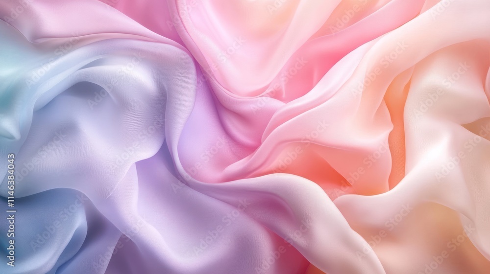 Poster a soft, flowing fabric with pastel colors creating a serene and elegant texture.