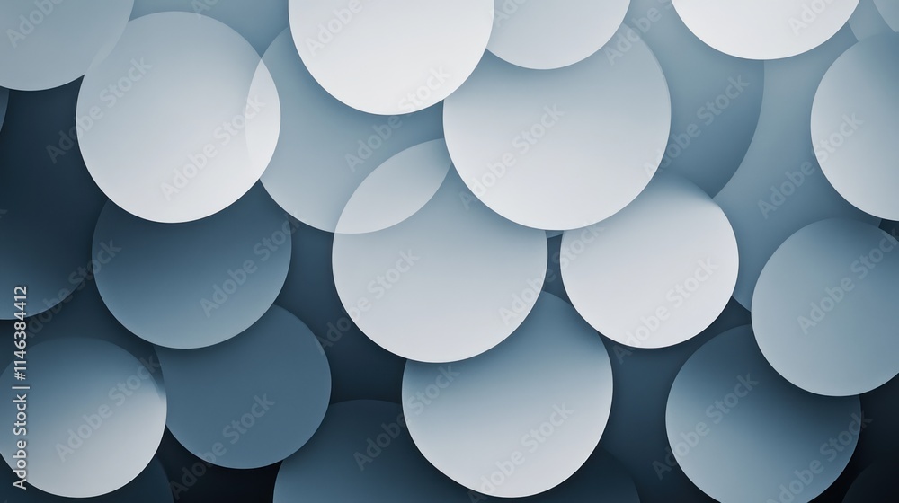 Poster a soft-focus background of overlapping circles in shades of blue and white.