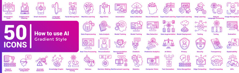 How to use AI 50 icon set in gradient style