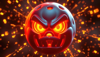 4K HD Wallpapers Angry Emoji With Glowing Fiery Eyes And Molten Features, Surrounded By A Storm Of Glowing Digital Sparks. Desktop Wallpaper HD. HD Backgrounds