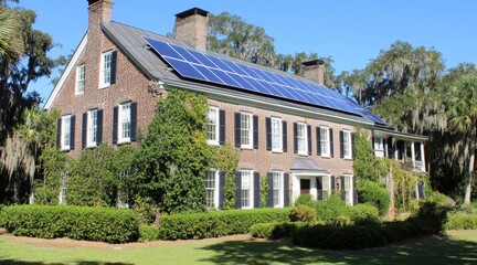 Beautiful Classic Brick House in Charleston, South Carolina with Solar Panels: Eco-Friendly Living, Traditional Architecture, and Sustainable Design