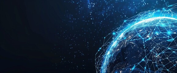 Global network connection, digital earth, futuristic technology.