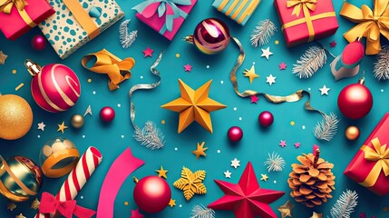 Happy New Year 2025 background with festive designs and cheerful elements
