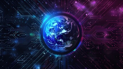 Obraz premium Global network connection, digital earth.