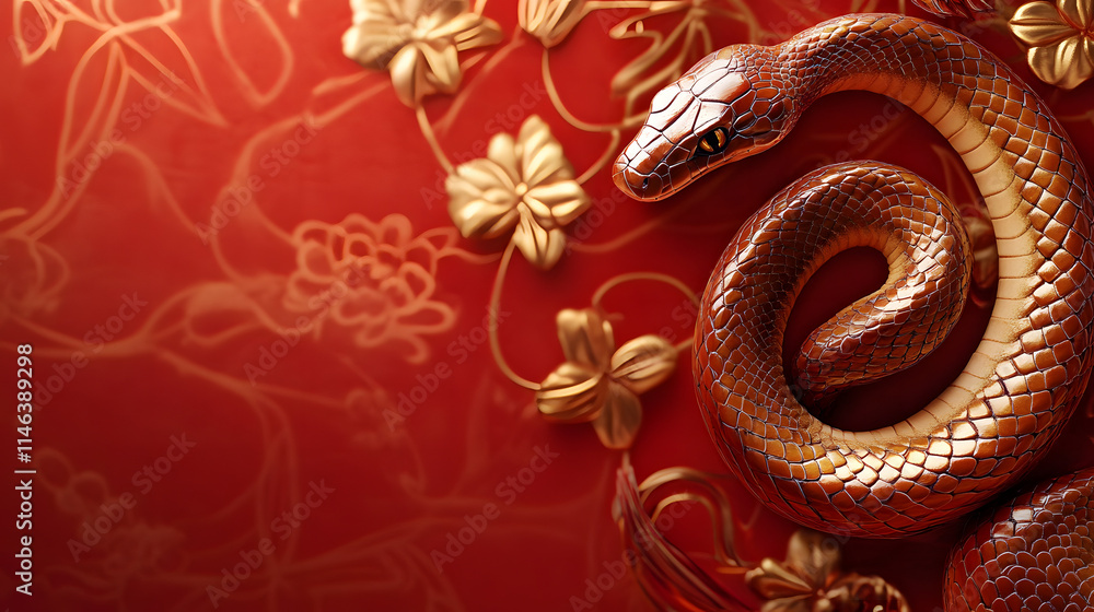 Poster chinese snake new year background with copy space for text