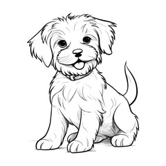 Elegant Silhouette Of A Black And White Dog Vector Illustration