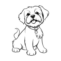 Elegant Silhouette Of A Black And White Dog Vector Illustration