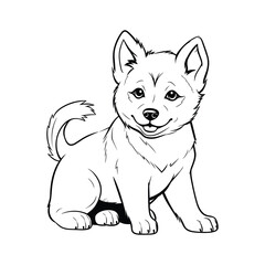 Elegant Silhouette Of A Black And White Dog Vector Illustration