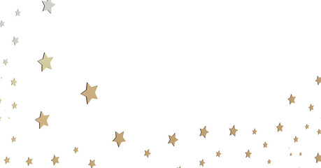Gold and Silver Stars on White Background