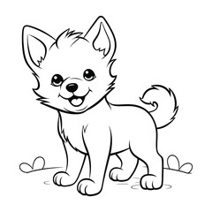 Elegant Silhouette Of A Black And White Dog Vector Illustration