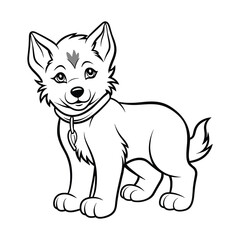 Elegant Silhouette Of A Black And White Dog Vector Illustration