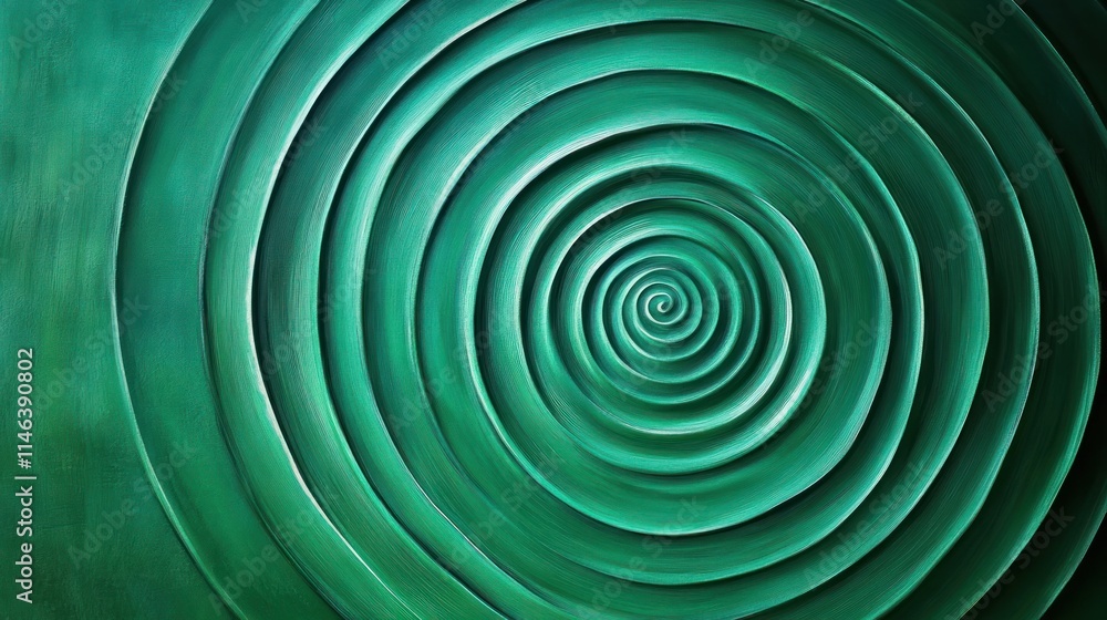 Poster a swirling pattern of concentric circles in varying shades of green, creating a hypnotic effect.