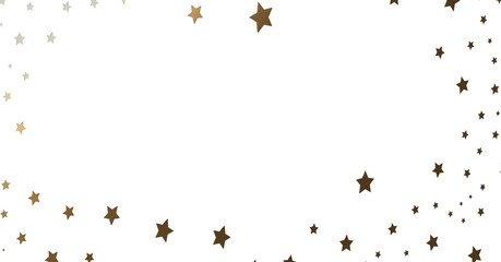 Gold and Silver Stars Scattered on White
