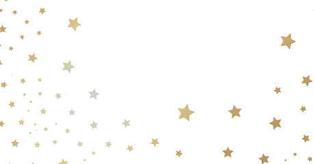 Gold and Silver Stars Scattered on White