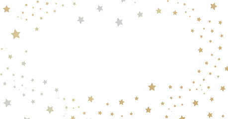 Gold and Silver Stars on White