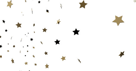Gold and Black Stars Falling on White