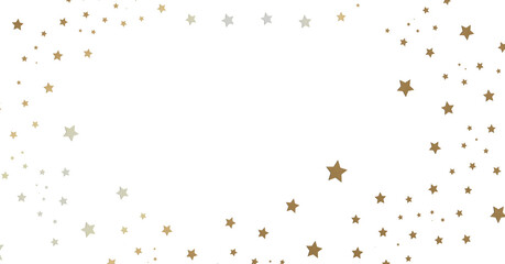 Gold and Silver Stars Scattered on White