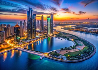 Abu Dhabi Al Reem Island Blue Hour Aerial Drone Photography - Stunning Macro View