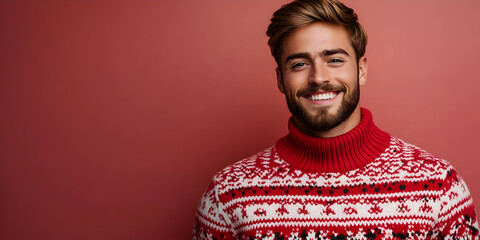 Man Smiles in Red Fair Isle Sweater