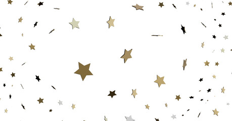 Gold and Black Star Confetti on White