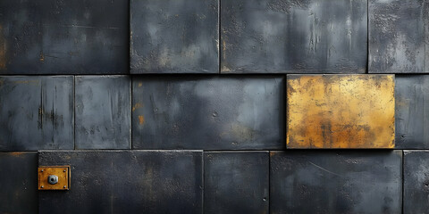 Textured Metal Wall Panels: Dark Gray & Gold Accents